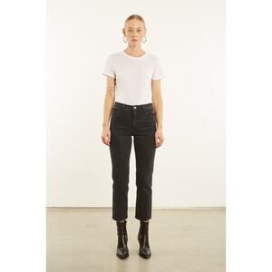 SPRWMN Women's Jones Cropped Straight Leg Jeans Denim Faded Black Size 27